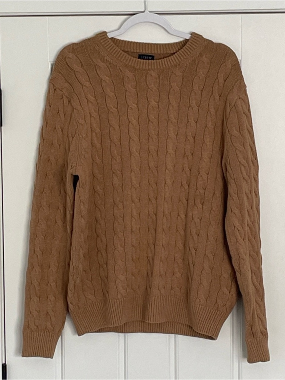 J. Crew Men’s Classic Cable Knit Crewneck Sweater Size Large 100% Cotton Heavy